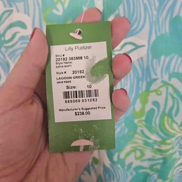 NWT Lilly Pulitzer Sofia Shift Dress Size 10 Lagoon Green Wave Rider Lace - Picture 4 of 9